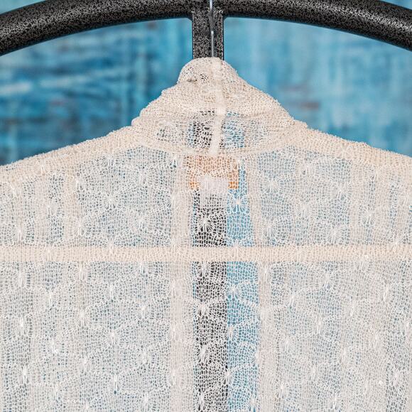 Ruby Rd Open Knit Cardigan Cream w/ Sequins Women's MEDIUM Beachy Casual Coastal - Picture 6 of 6